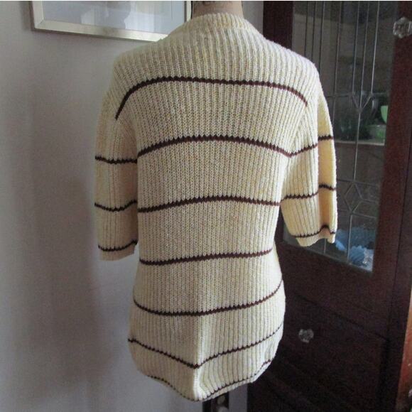 Vintage 70s 80s Fashioned by Continental Striped Knit Sweater Union Made USA L - Picture 4 of 17